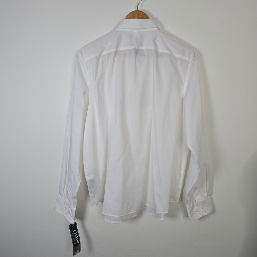 Chaps Classics Mens No Iron Shirt White Long Sleeve Button Up Classic Fit XL - Picture 2 of 4